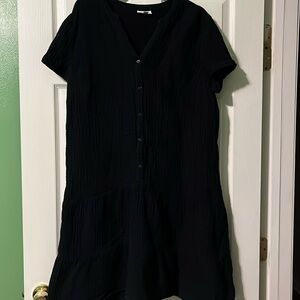 J. Jill Black Button Down Dress EUC Large